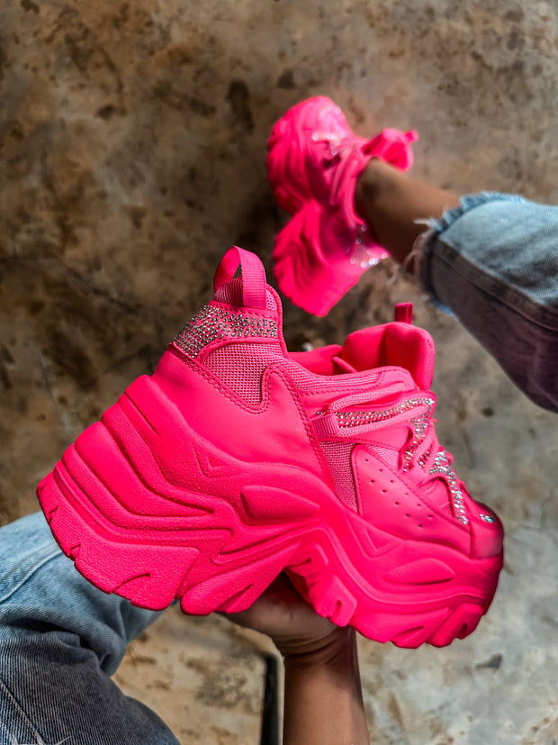 Chunky Shiny Pink Sneakers