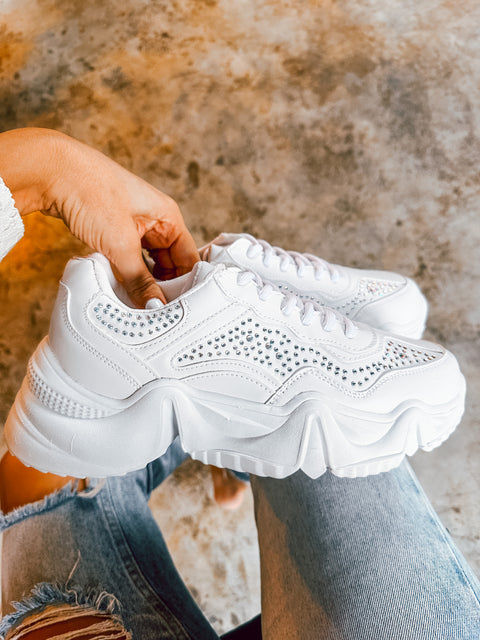 Small Chunky Shiny White Sneakers
