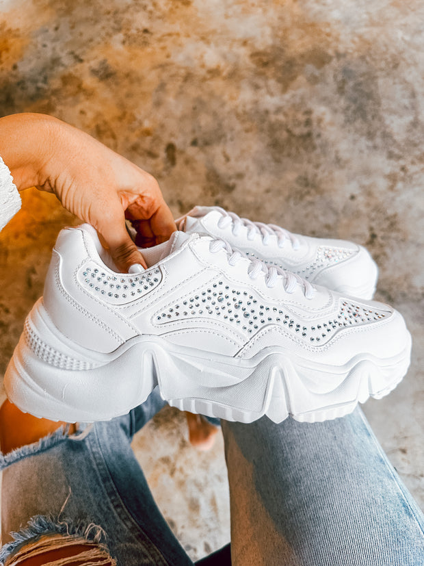 Small Chunky Shiny White Sneakers