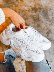 Small Chunky Shiny White Sneakers