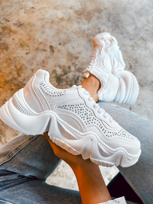 Small Chunky Shiny White Sneakers