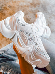 Small Chunky Shiny White Sneakers