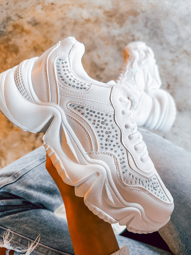 Small Chunky Shiny White Sneakers