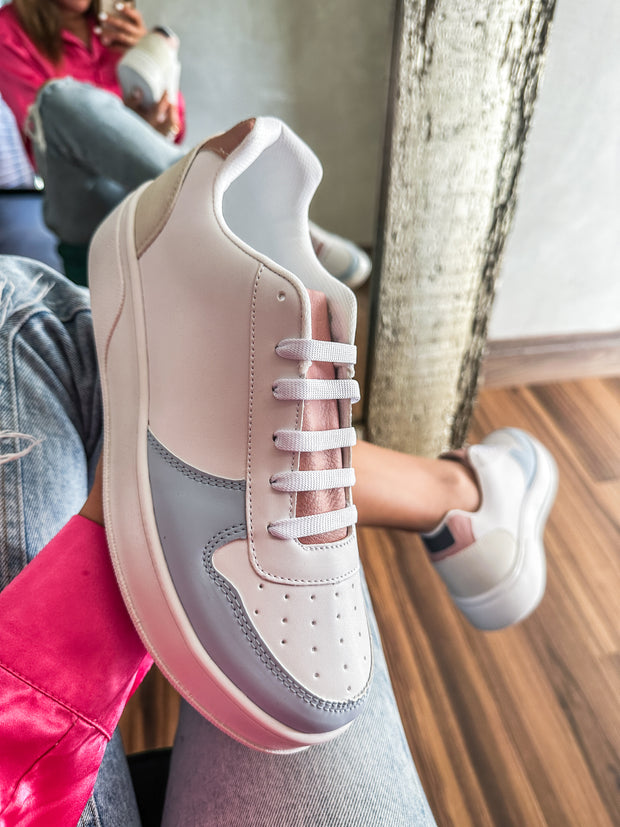 Boston Tip Light Blue And Nude Sneakers