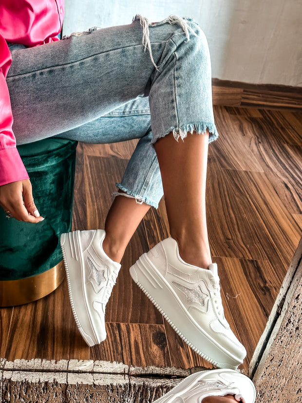 Tokio Star Glitter All White Sneakers