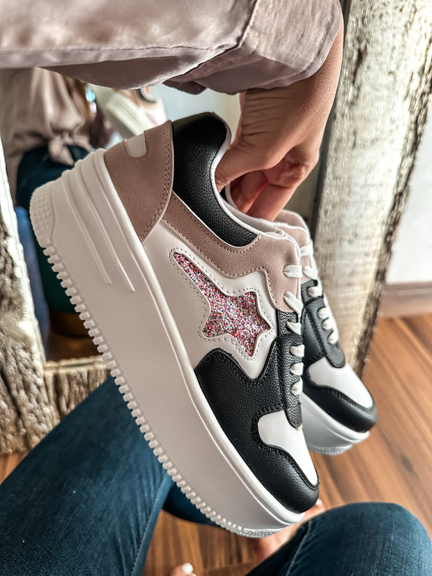 Tokio Star White Pink & White Sneakers