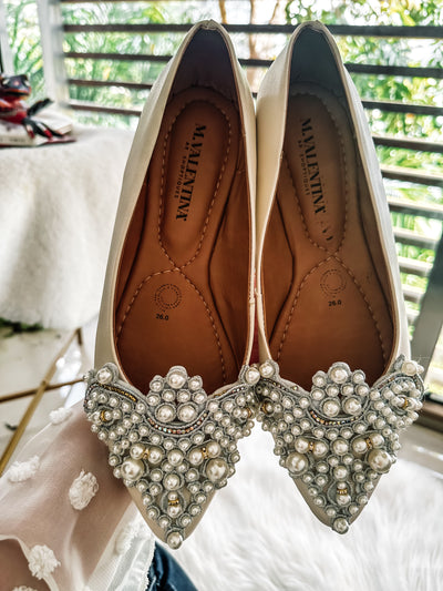 Paris Pearls Latte Flats