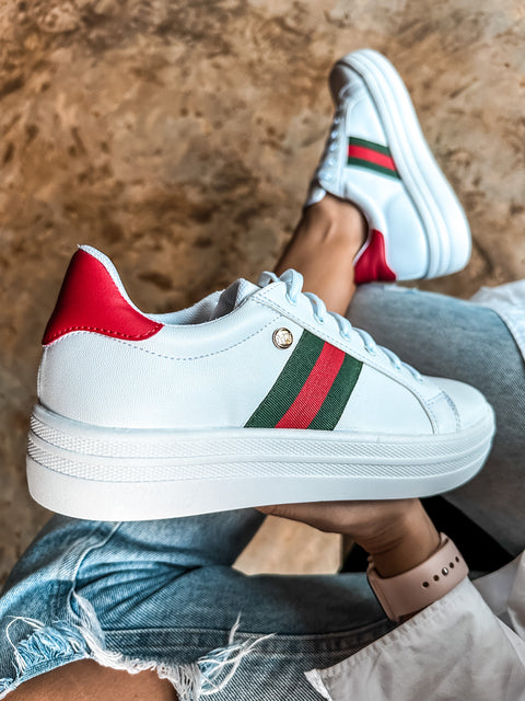 Italia White & Red Sneakers