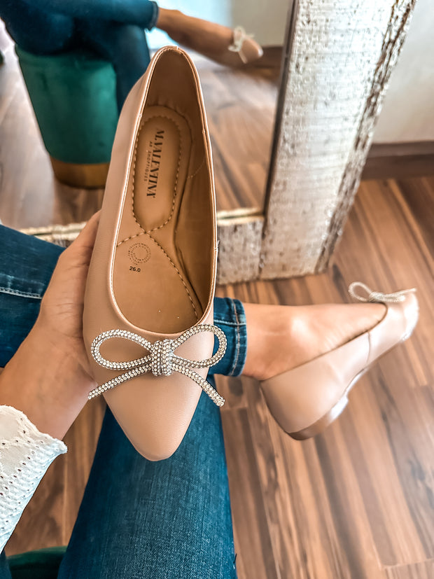 Paris Shiny Knot Nude Flats