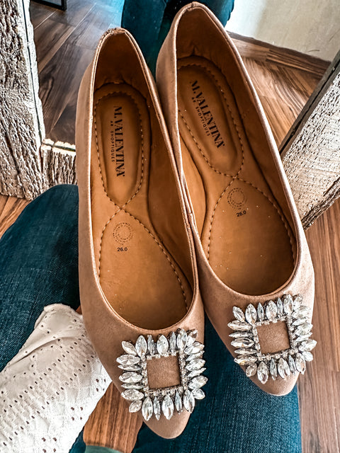 Paris Shiny Carre Nude Flats
