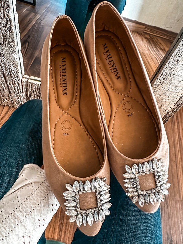 Paris Shiny Carre Nude Flats