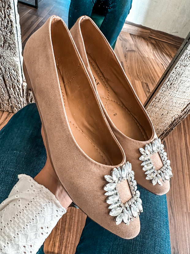 Paris Shiny Carre Nude Flats