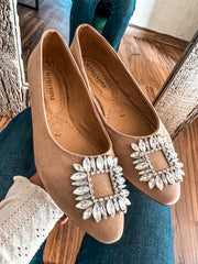 Paris Shiny Carre Nude Flats