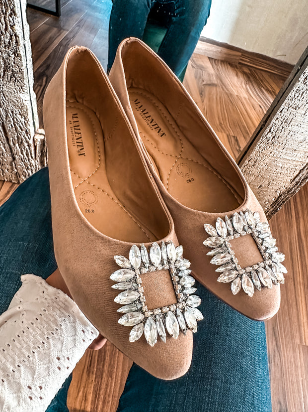 Paris Shiny Carre Nude Flats