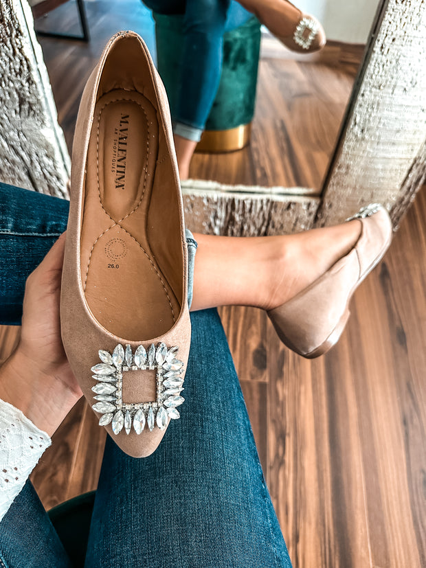 Paris Shiny Carre Nude Flats