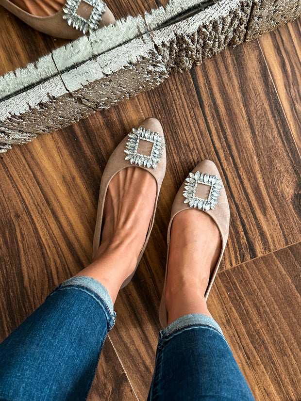 Paris Shiny Carre Nude Flats