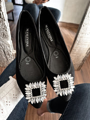 Paris Shiny Carre Black Flats