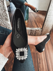 Paris Shiny Carre Black Flats