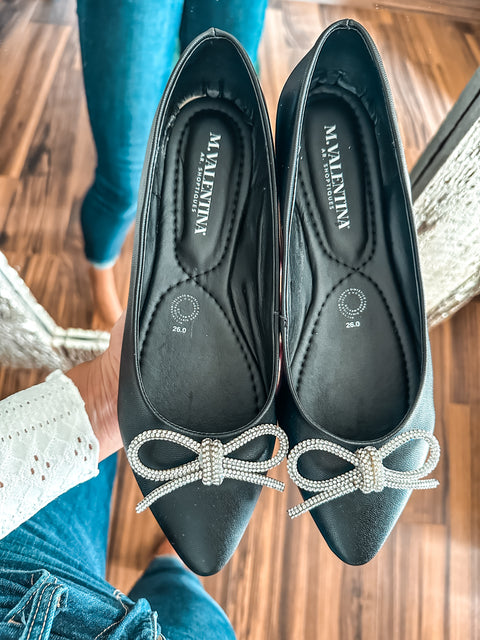 Paris Shiny Knot Black Flats