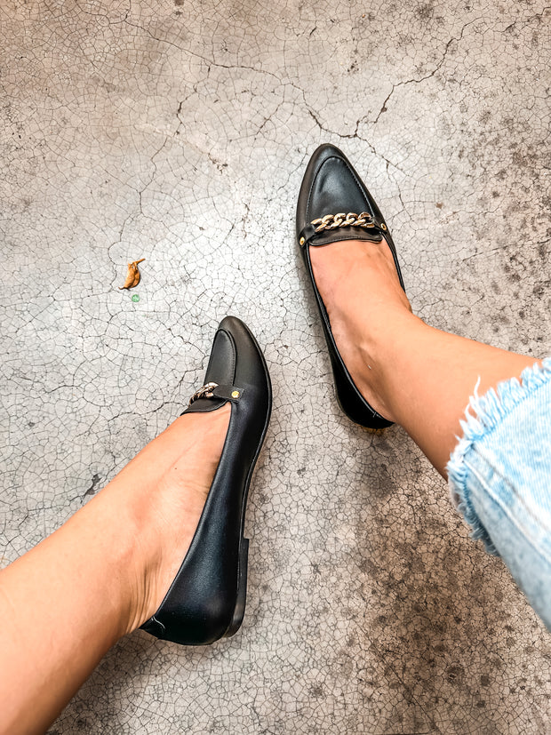 St Center Chain Black Flats