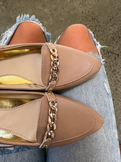St Center Chain Nude Flats
