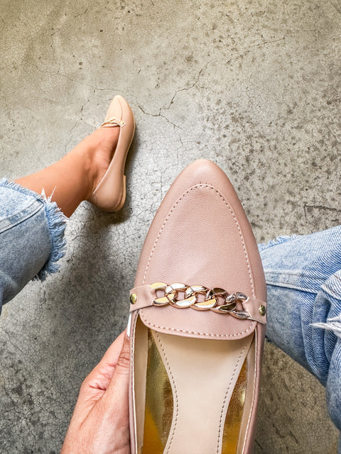St Center Chain Nude Flats