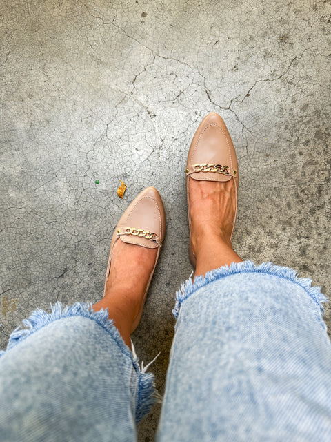 St Center Chain Nude Flats