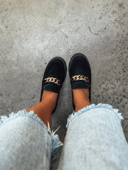 St Patrick Chain Swede Black Loafers
