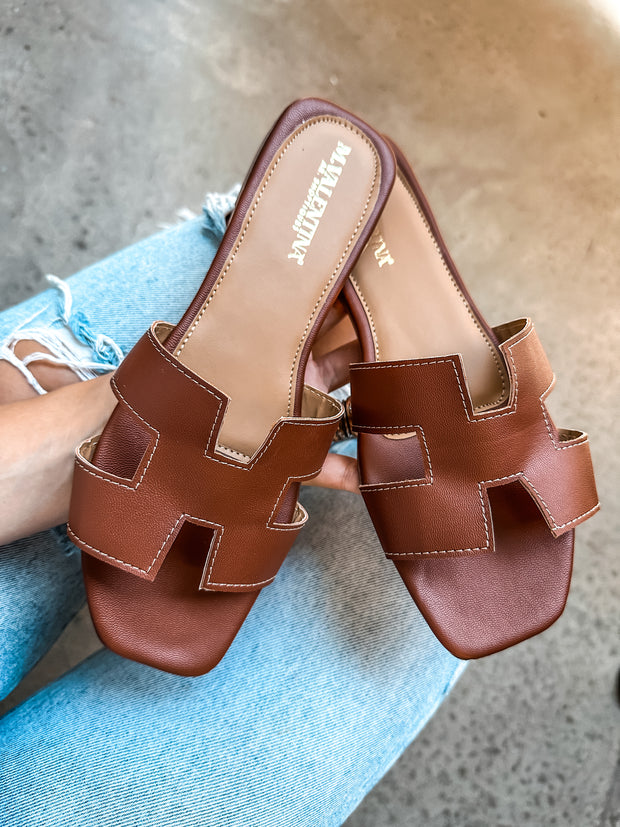 Hera Stitches Brown Sandals