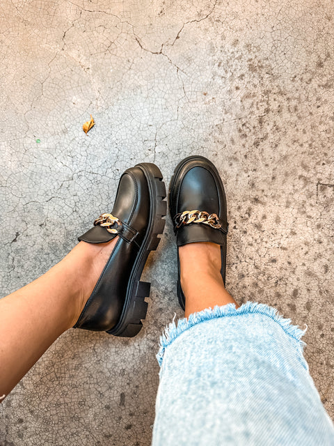 St Patrick Chain Black Loafers