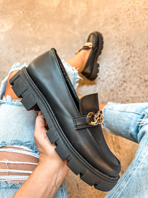 St Patrick Chain Black Loafers