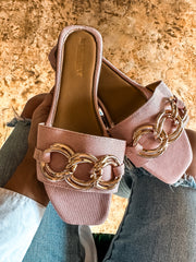 Palm Circle Chain Peach Sandals