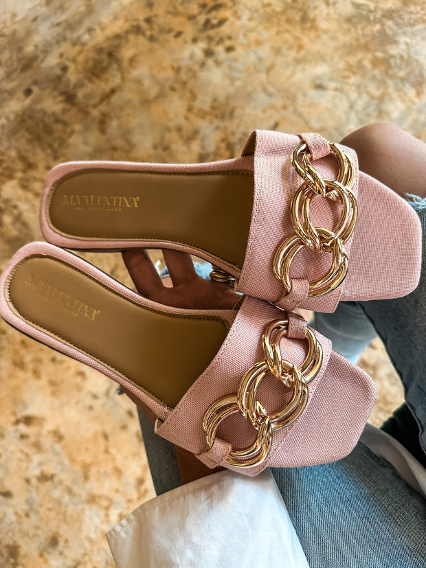 Palm Circle Chain Peach Sandals