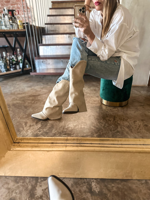 Cowgirl Long Hood Linen Boots
