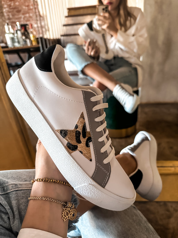 Waldorf White Cheetah Star Sneakers