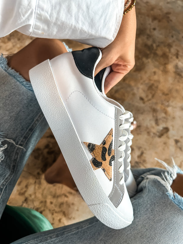Waldorf White Cheetah Star Sneakers