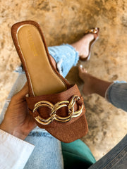 Palm Circle Chain Brown Sandals