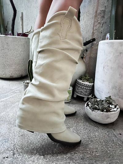 Long Hood Ivory Boots