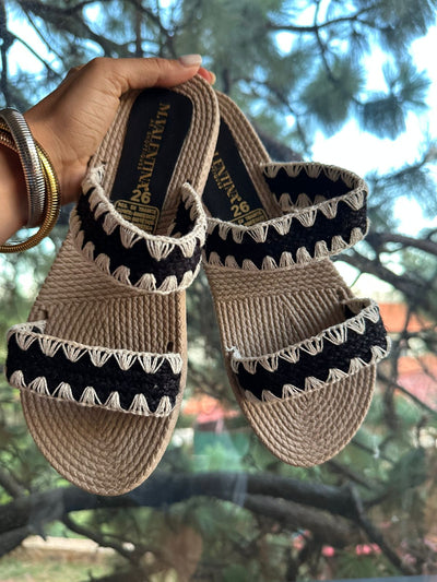 Crochet Nude & Black Alpargatas