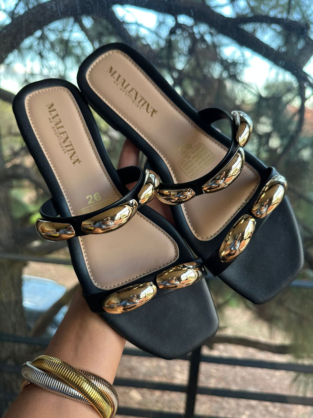 Clio Oval Black Sandals