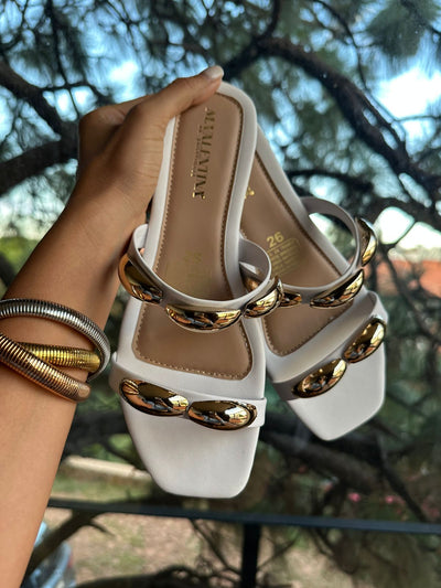 Clio Oval White Sandals