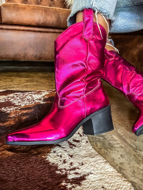 Texas Pink Metallic Boots – M. Valentina - María Valentina Cancún