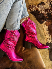 Texas Pink Metallic Boots