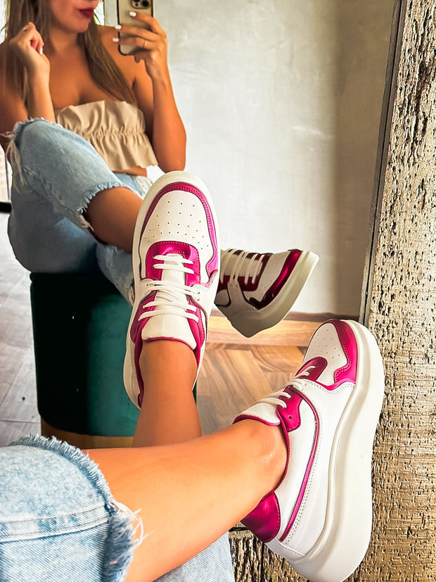 Alexandra White & Pink Sneakers