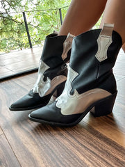Cowgirl Mid Silver Black Boots