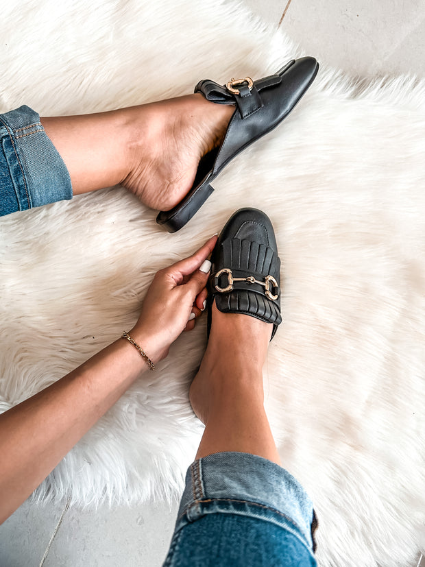 Chicago Gold Black Mules