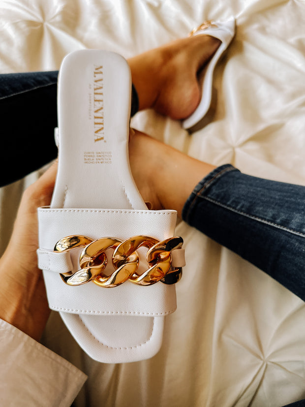 Palm Big Chain White Sandals