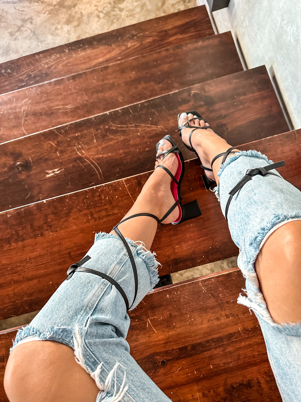 Ania Gladiator Black Heels