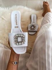 Aloha Shiny Carre White Sandals