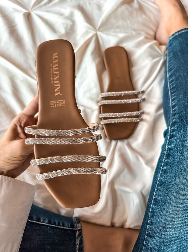 Palm Shiny Quad Nude Sandals